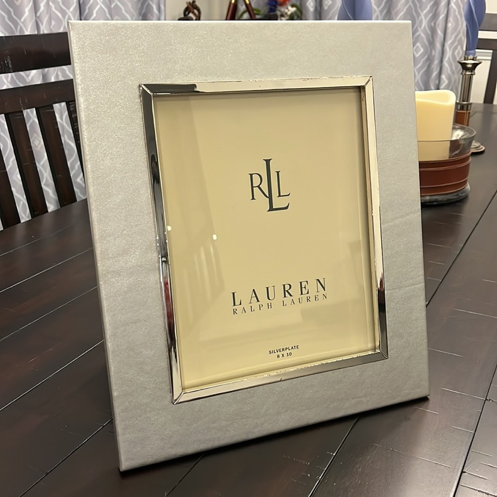 Ralph Lauren Mayfield Silver Leather Picture Photo Frame 8”x10” vintage